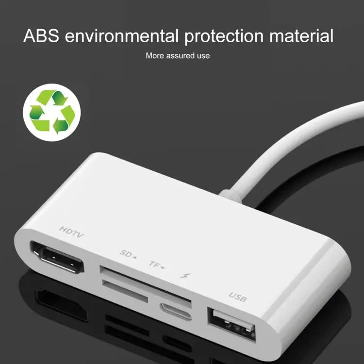 75215 5 in 1 8 Pin to HDMI + SD Card Slot + TF Card Slot + USB + 8 Pin Charging Port HD Video Converter 75215 - 75215