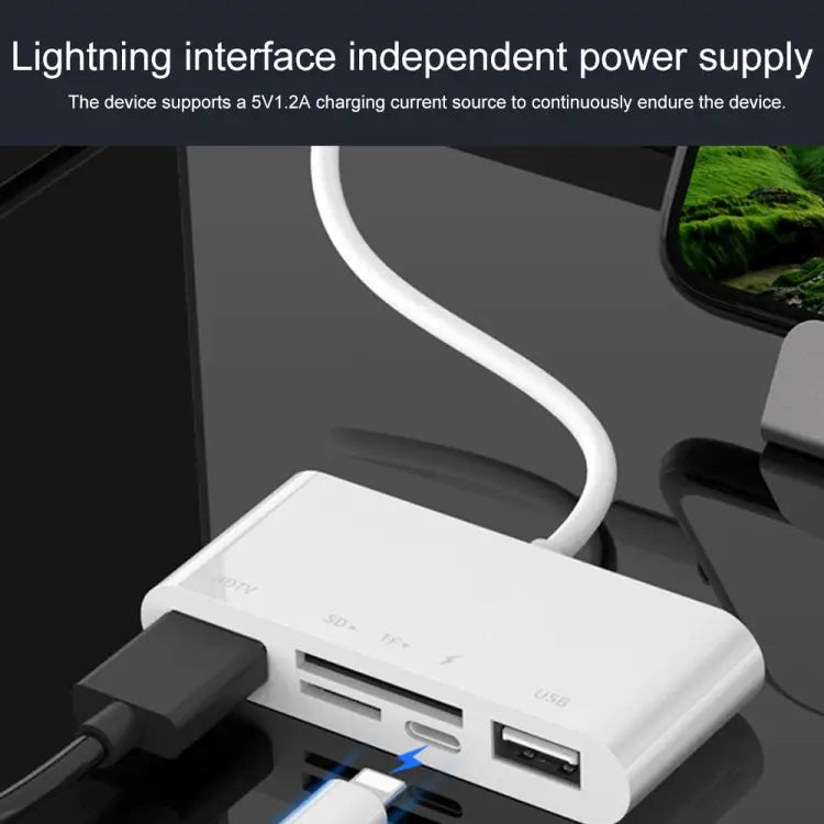 75215 5 in 1 8 Pin to HDMI + SD Card Slot + TF Card Slot + USB + 8 Pin Charging Port HD Video Converter 75215 - 75215