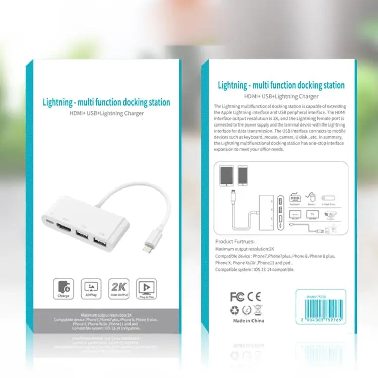 75215 5 in 1 8 Pin to HDMI + SD Card Slot + TF Card Slot + USB + 8 Pin Charging Port HD Video Converter 75215 - 75215