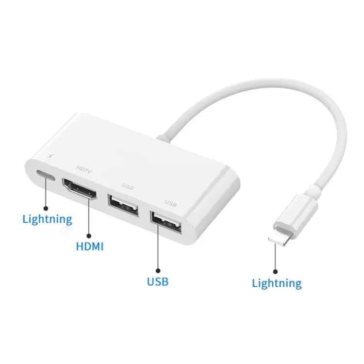 75216 4 in 1 8 Pin to HDMI + 8 Pin Charging + 2 USB Ports HD Video Converter 75216 - 75216