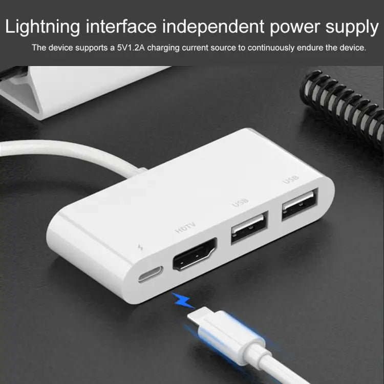 75216 4 in 1 8 Pin to HDMI + 8 Pin Charging + 2 USB Ports HD Video Converter 75216 - 75216