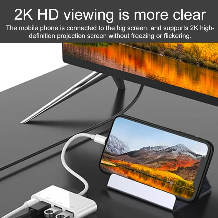 75216 4 in 1 8 Pin to HDMI + 8 Pin Charging + 2 USB Ports HD Video Converter 75216 - 75216