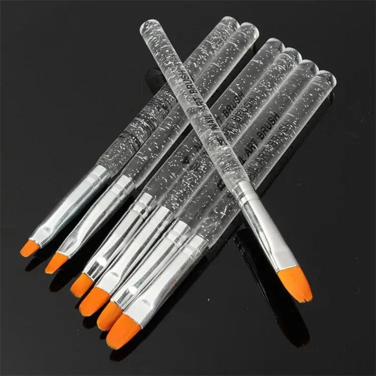 7pcs /Set UV Gel Acrylic Crystal Design Builder Painting Nail Art Brush Pen Tool Set Crystal Painting Drawing Carving