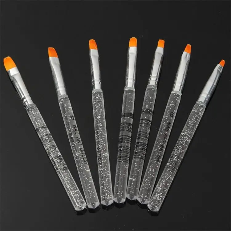 7pcs /Set UV Gel Acrylic Crystal Design Builder Painting Nail Art Brush Pen Tool Set Crystal Painting Drawing Carving