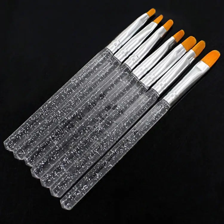 7pcs /Set UV Gel Acrylic Crystal Design Builder Painting Nail Art Brush Pen Tool Set Crystal Painting Drawing Carving