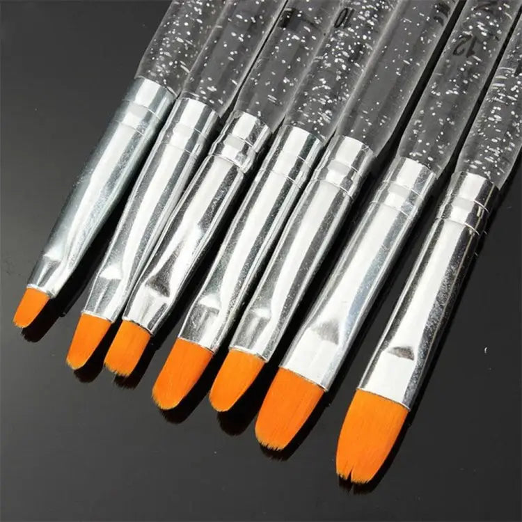 7pcs /Set UV Gel Acrylic Crystal Design Builder Painting Nail Art Brush Pen Tool Set Crystal Painting Drawing Carving
