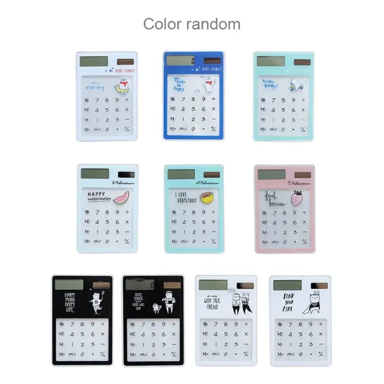 8 Digits LED Screen Calculator with Transparent Touch Pad & Solar Panel Random Color Delivery - 8 Digits Calculator