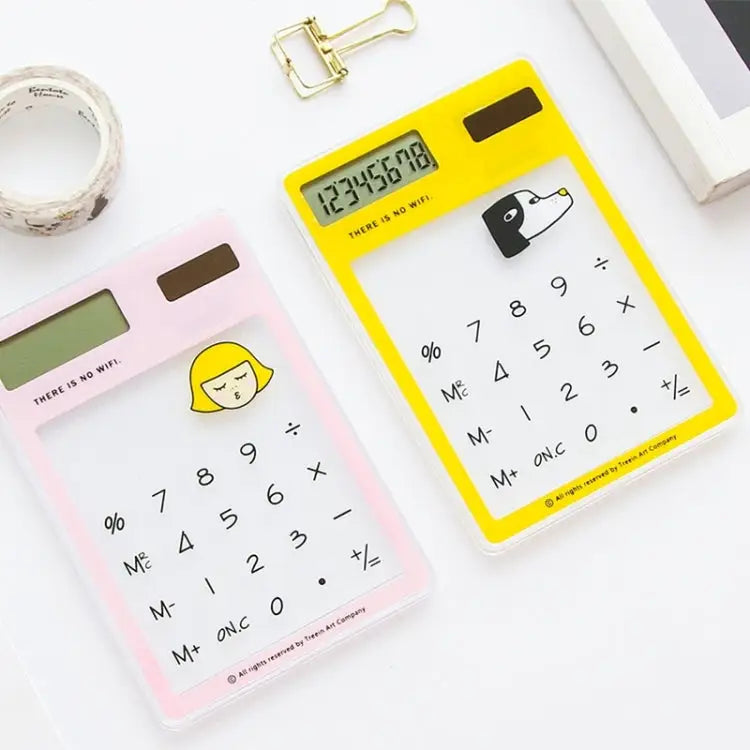 8 Digits LED Screen Calculator with Transparent Touch Pad & Solar Panel Random Color Delivery - 8 Digits Calculator