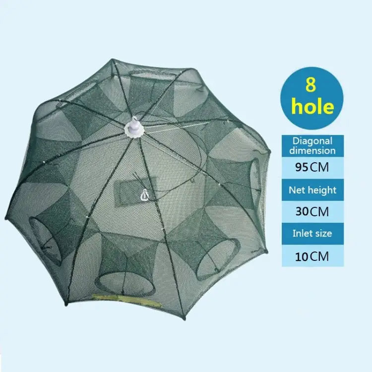 8 Holes Automatic Foldable Fishing Net Nylon Shrimp Crab Minnow Trap Fish Cast Net Fishing Tackle 8 Holes - 8 Holes