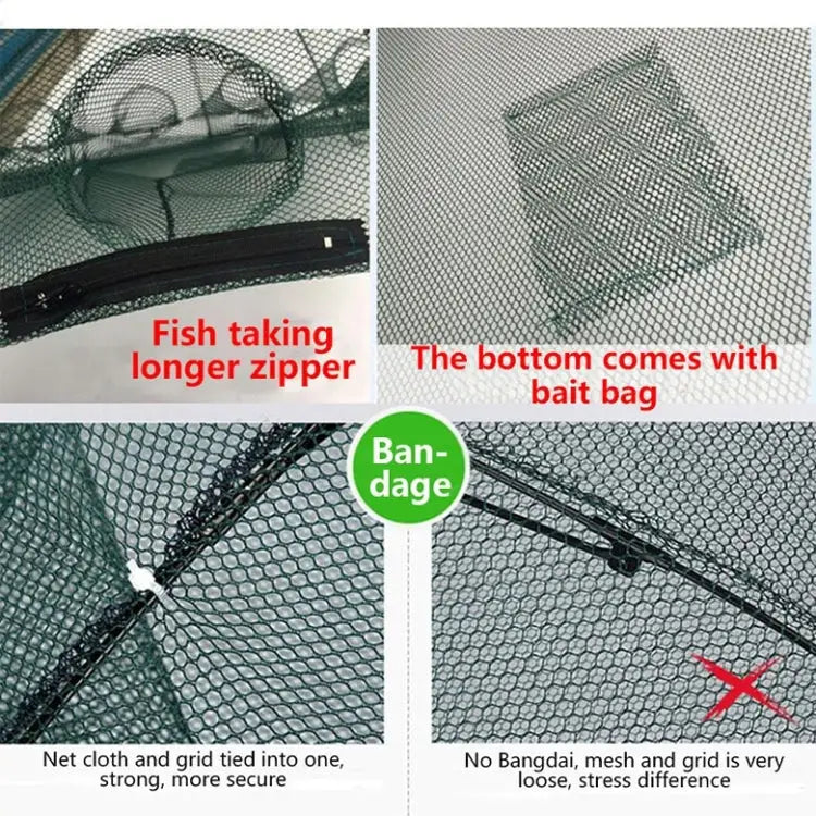 8 Holes Automatic Foldable Fishing Net Nylon Shrimp Crab Minnow Trap Fish Cast Net Fishing Tackle 8 Holes - 8 Holes
