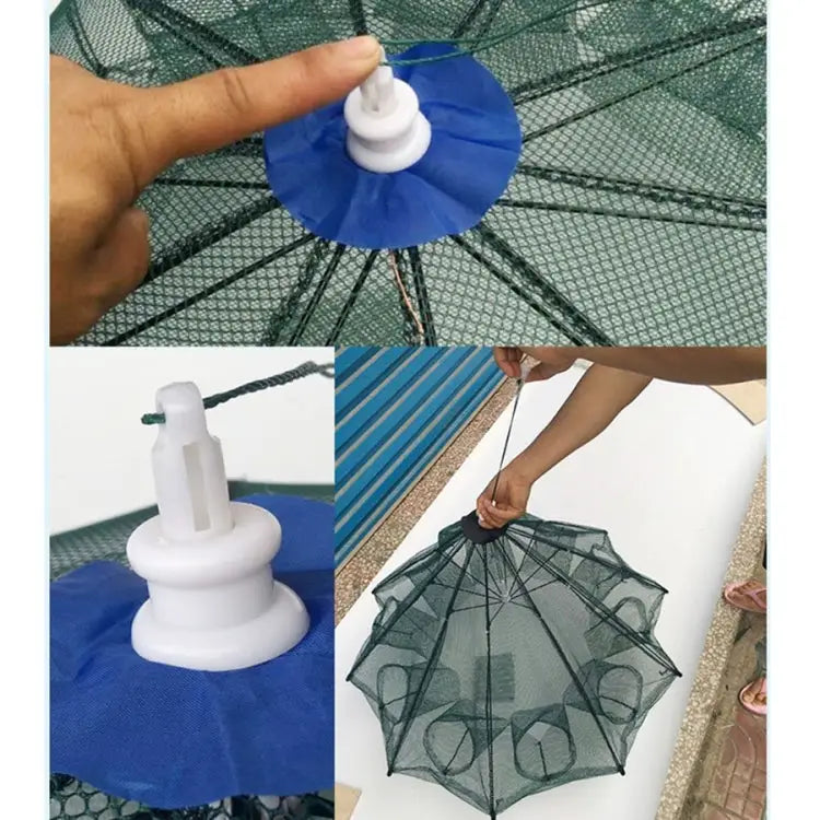 8 Holes Automatic Foldable Fishing Net Nylon Shrimp Crab Minnow Trap Fish Cast Net Fishing Tackle 8 Holes - 8 Holes