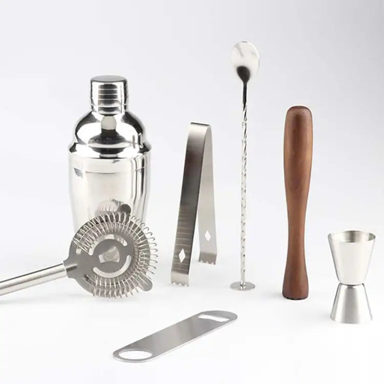 8 in 1 Stainless Steel Wine Cocktail Shaker Tools Set with Cloth Bag Capacity: 350ml 350ml - 350ml