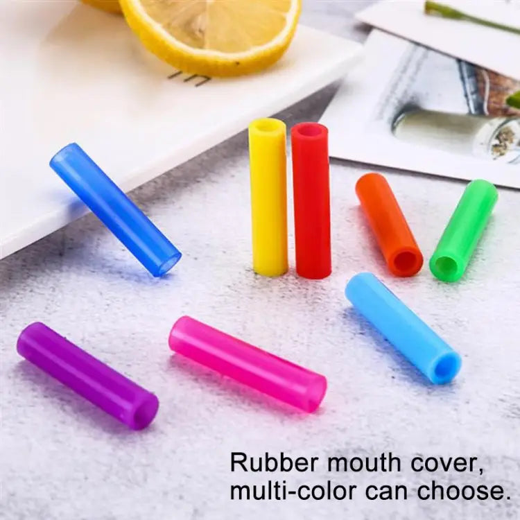 8 PCS Reusable Silicone Tips Stainless Steel Drinking Straws + 2 PCS Cleaner Brushes Set Kit with Cashmere Bag 266*6mm