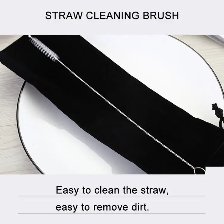8 PCS Reusable Silicone Tips Stainless Steel Drinking Straws + 2 PCS Cleaner Brushes Set Kit with Cashmere Bag 266*6mm