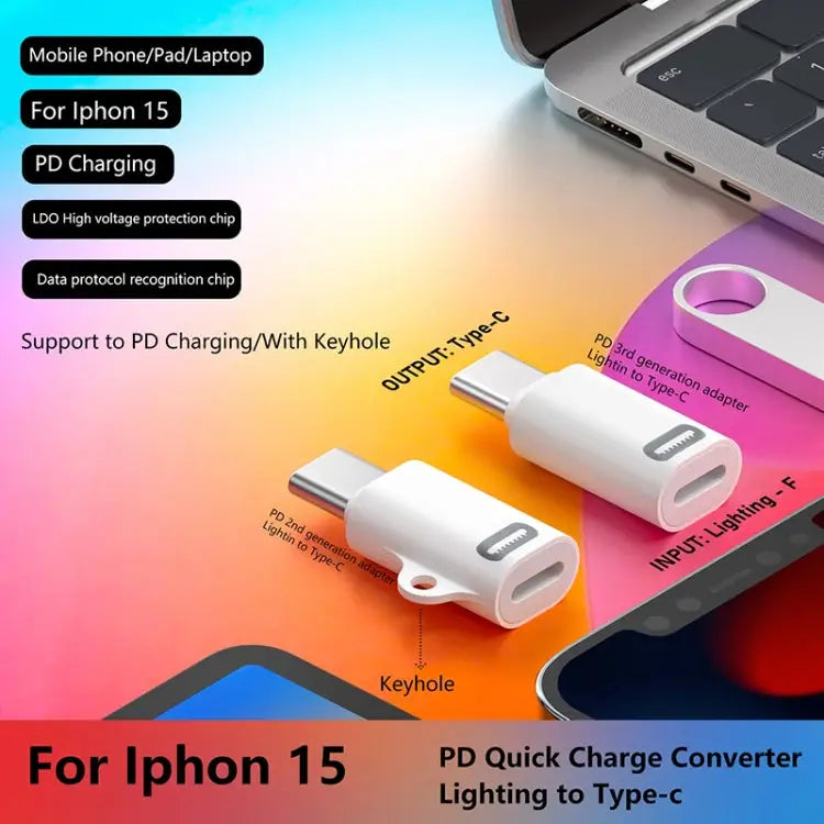 8 Pin Female to USB-C / Type-C Male Adapter Gen3 Supports PD Fast Charging Gen3 - Gen3 - Apple Accessories