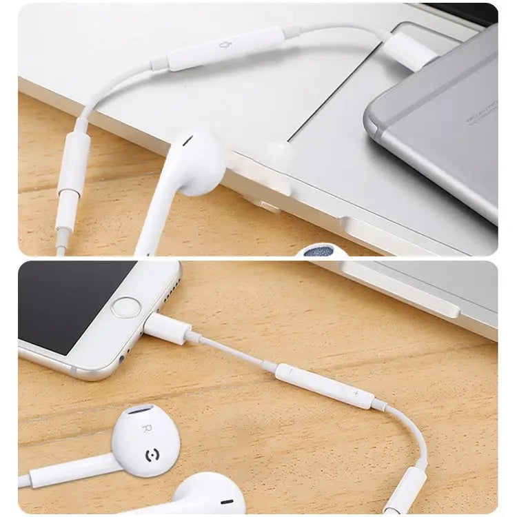 8 Pin Male to 3.5mm Female Headphone Jack Wire Control Bluetooth Audio Adapter Support Music Calls Volume Control