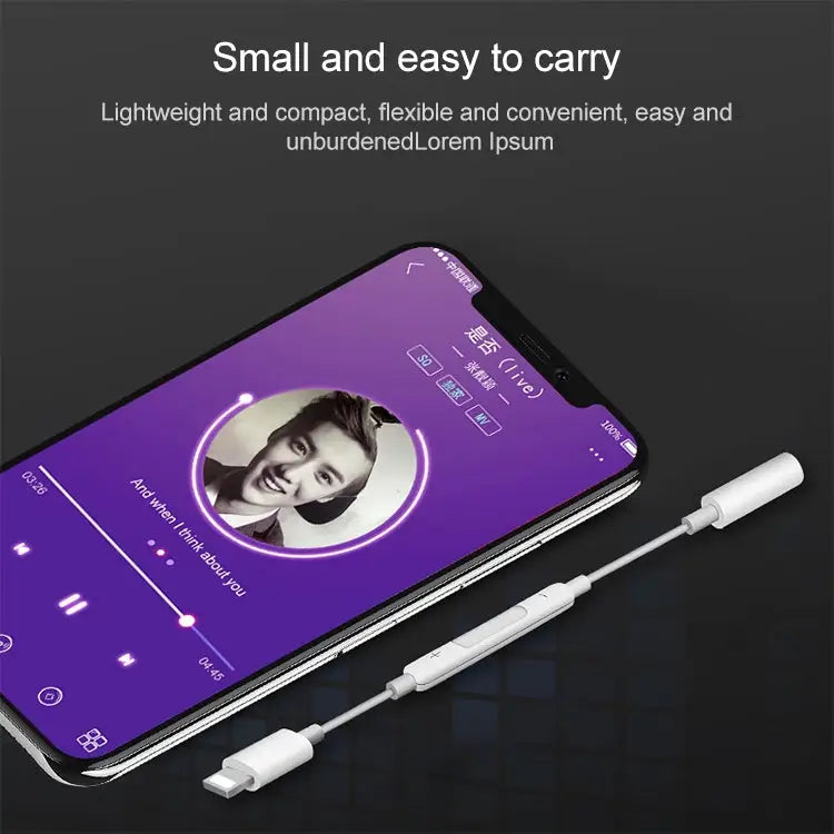 8 Pin Male to 3.5mm Female Headphone Jack Wire Control Bluetooth Audio Adapter Support Music Calls Volume Control