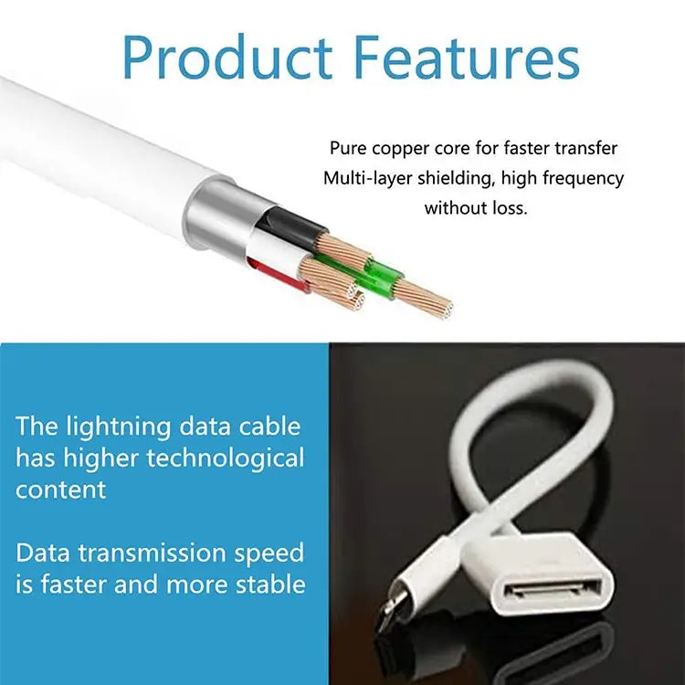 8 Pin Male to 30 Pin Female Sync Data Cable Adapter Cable Length: 14cm - 14cm 8 Pin Male to 30 Pin