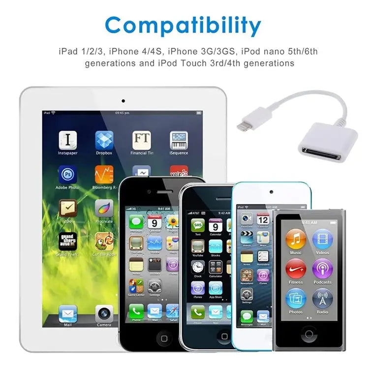 8 Pin Male to 30 Pin Female Sync Data Cable Adapter Cable Length: 14cm - 14cm 8 Pin Male to 30 Pin