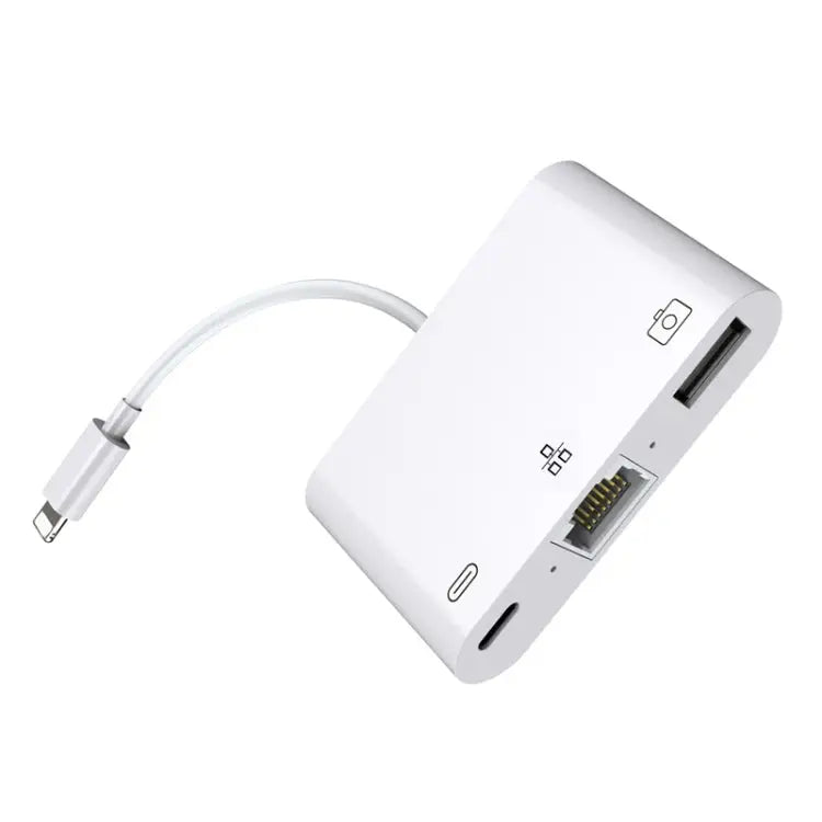 8 Pin to RJ45 1000Mbps Network Adapter + Charging Port + Camera USB Read Multi-function Converter - 1000Mbps