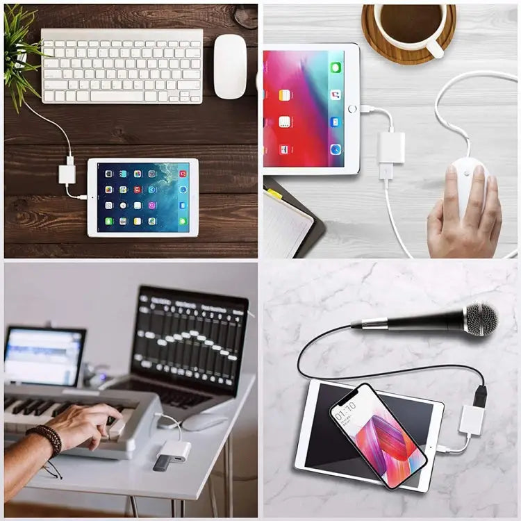 8 Pin To USB2.0 + 8 Pin Interface OTG Sdapter Support IOS System