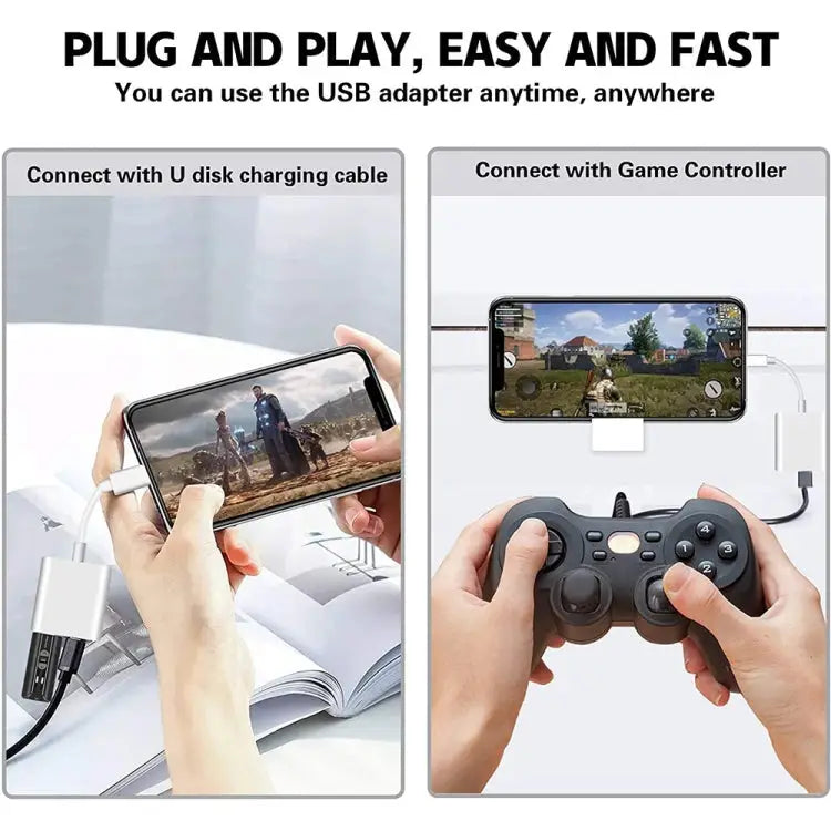 8 Pin To USB2.0 + 8 Pin Interface OTG Sdapter Support IOS System