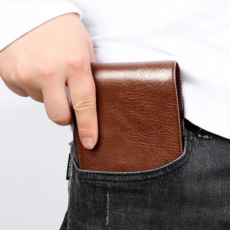 8016 Retro Cowhide Leather Multiple Card Slots Wallet for Men with Removable Card Holder 8016 - 8016