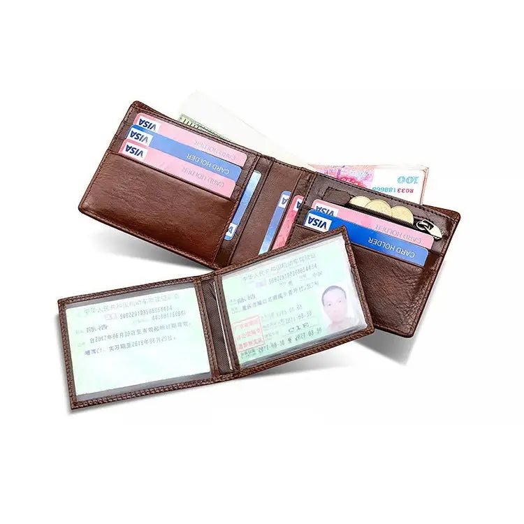 8016 Retro Cowhide Leather Multiple Card Slots Wallet for Men with Removable Card Holder 8016 - 8016