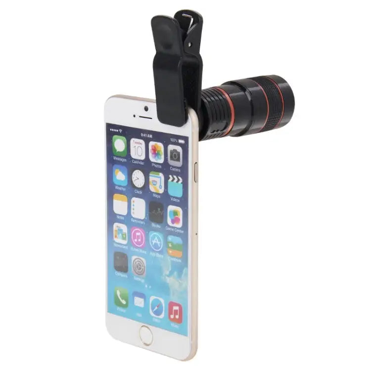 8X Zoom Telescope Telephoto Camera Lens with Clip - Black