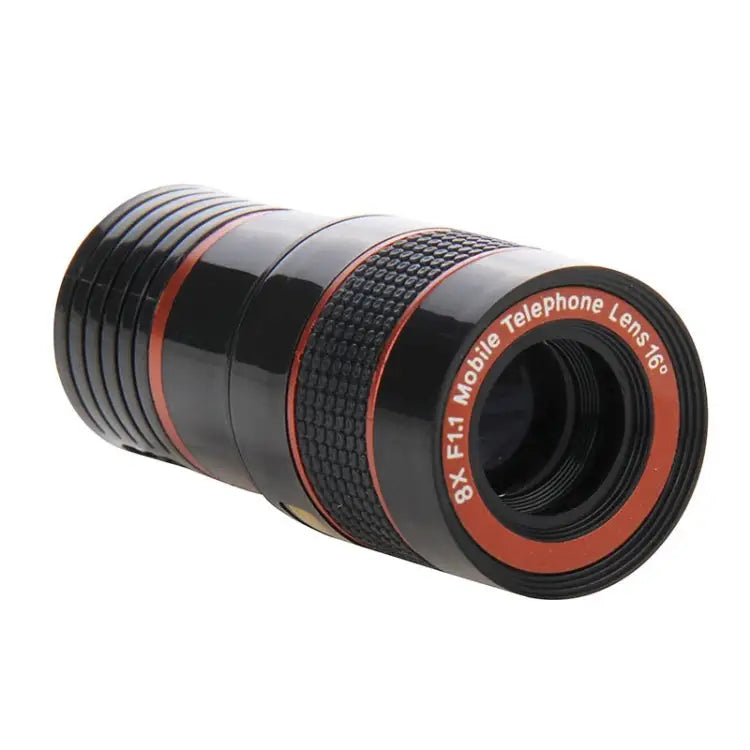 8X Zoom Telescope Telephoto Camera Lens with Clip - Black