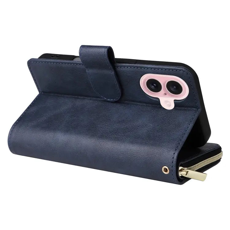 9 Card Slots Zipper Wallet Bag Leather Phone Case