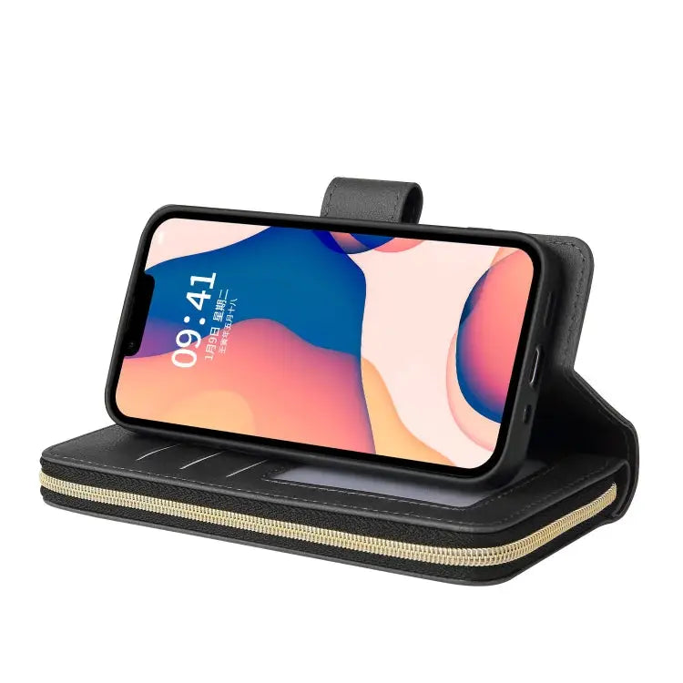 9 Card Slots Zipper Wallet Bag Leather Phone Case For iPhone 14 For iPhone 14 Plus For iPhone 14 Pro For iPhone 14 Pro