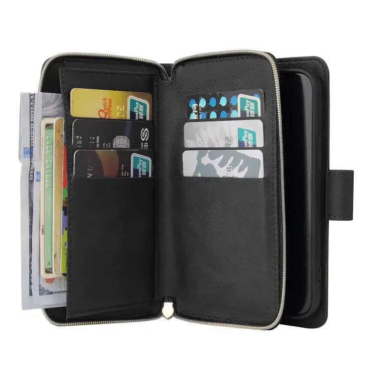 9 Card Slots Zipper Wallet Bag Leather Phone Case For iPhone 14 For iPhone 14 Plus For iPhone 14 Pro For iPhone 14 Pro