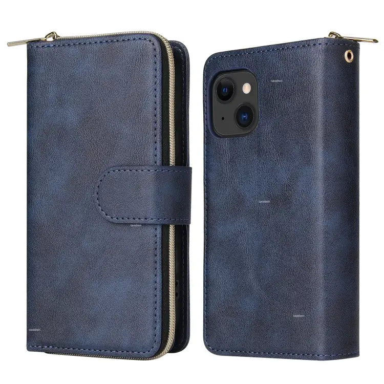 9 Card Slots Zipper Wallet Bag Leather Phone Case For iPhone 15 - Apple Accessories