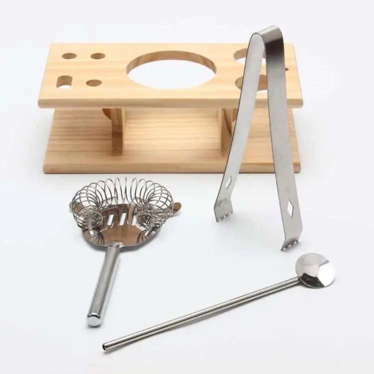 9 in 1 Stainless Steel Cocktail Shaker Tools Set with Wooden Mount Capacity: 350ml 350ml - 350ml