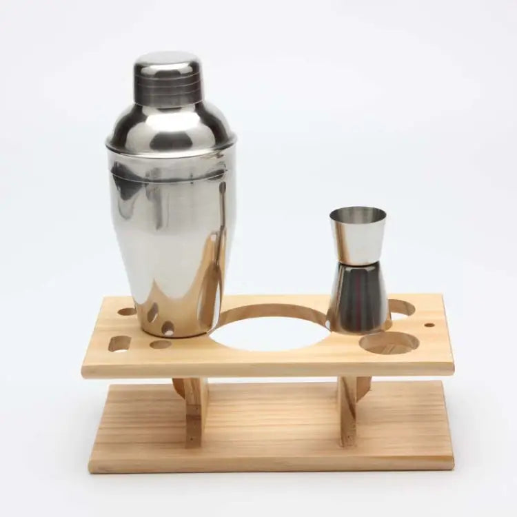 9 in 1 Stainless Steel Cocktail Shaker Tools Set with Wooden Mount Capacity: 350ml 350ml - 350ml