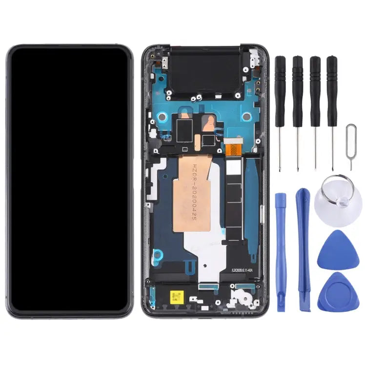 90Hz AMOLED Material LCD Screen and Digitizer Full Assembly with Frame for Asus Zenfone 7 Pro / Zenfone 7 ZS670KS