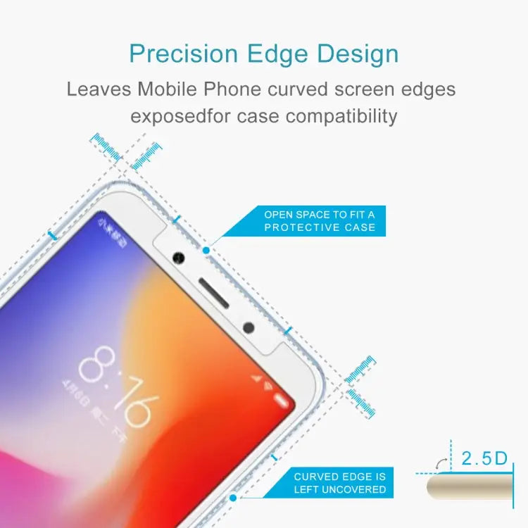 9H 2.5D Tempered Glass Film for Xiaomi Redmi 6A - For 6A (1 PCS)