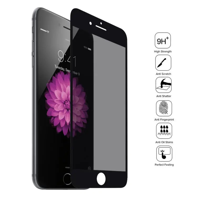 9H 6D Anti-peep Tempered Glass Film for iPhone 7 Plus - For iPhone 7 Plus(Black) / Black
