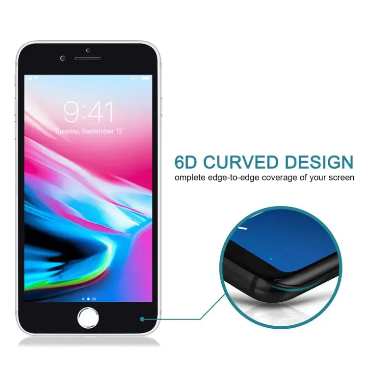 9H 6D Anti-peep Tempered Glass Film for iPhone 7 Plus - For iPhone 7 Plus(Black) / Black