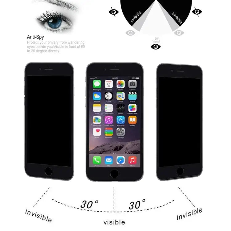 9H 6D Anti-peep Tempered Glass Film for iPhone 7 Plus - For iPhone 7 Plus(Black) / Black