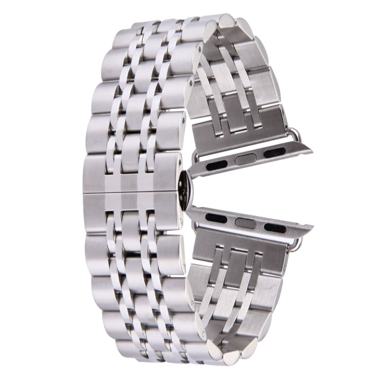22mm Men Hidden Butterfly Buckle 7 Beads Stainless Steel Watch Band For Apple Watch 42mm, 22mm Men