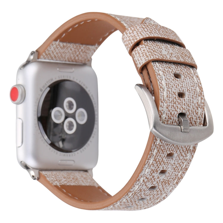 For Apple Watch Series 10 42mm / 9&8&7 41mm / SE 3&SE 2&6&SE&5&4 40mm / 3&2&1 38mm Simple Fashion Genuine Leather Cowboy Pattern Watch Band, 38mm