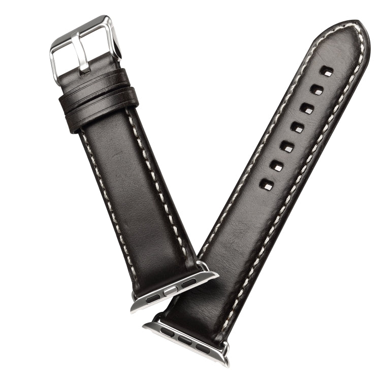 Denior Oil Wax Retro Watch Leather Watch Band for Apple Watch Series 10 42mm / 9&8&7 41mm / SE 3&SE 2&6&SE&5&4 40mm / 3&2&1 38mm