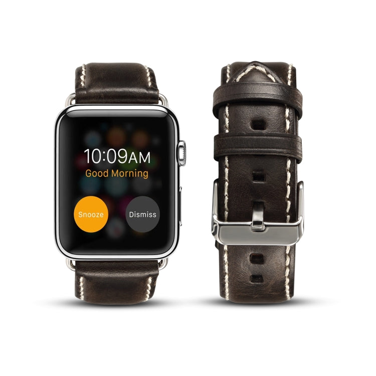 Denior Oil Wax Retro Watch Leather Watch Band for Apple Watch Series 10 42mm / 9&8&7 41mm / SE 3&SE 2&6&SE&5&4 40mm / 3&2&1 38mm