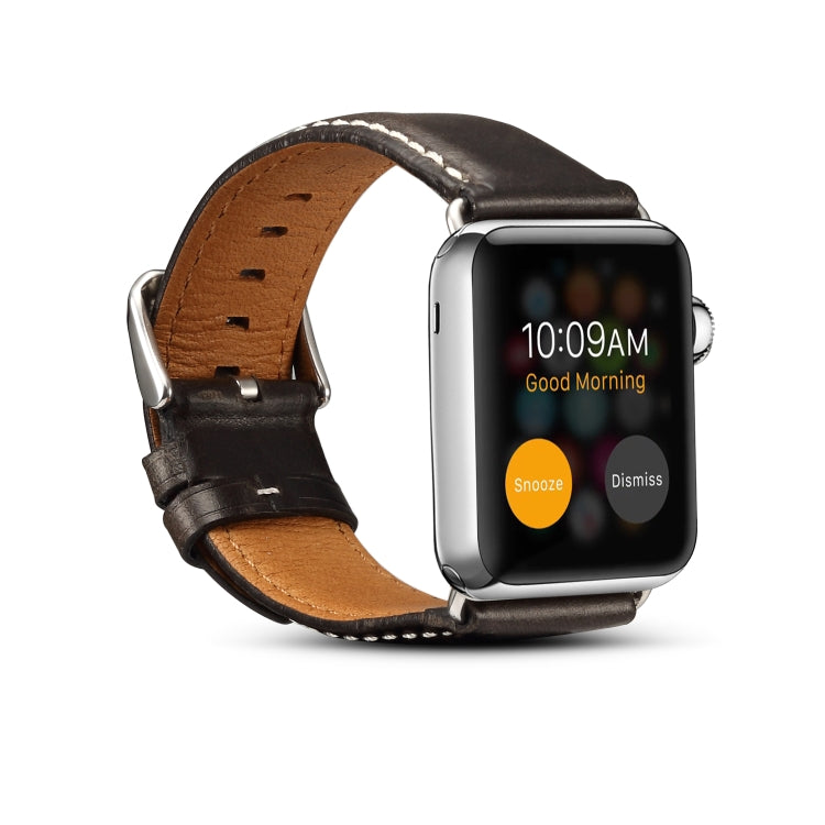 Denior Oil Wax Retro Watch Leather Watch Band for Apple Watch Series 10 42mm / 9&8&7 41mm / SE 3&SE 2&6&SE&5&4 40mm / 3&2&1 38mm