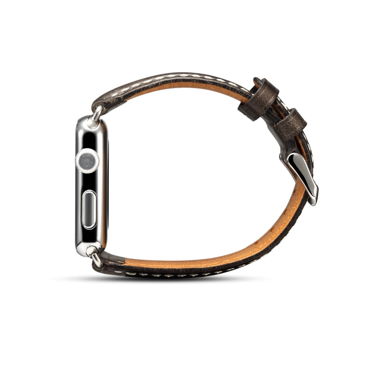 Denior Oil Wax Retro Watch Leather Watch Band for Apple Watch Series 10 42mm / 9&8&7 41mm / SE 3&SE 2&6&SE&5&4 40mm / 3&2&1 38mm