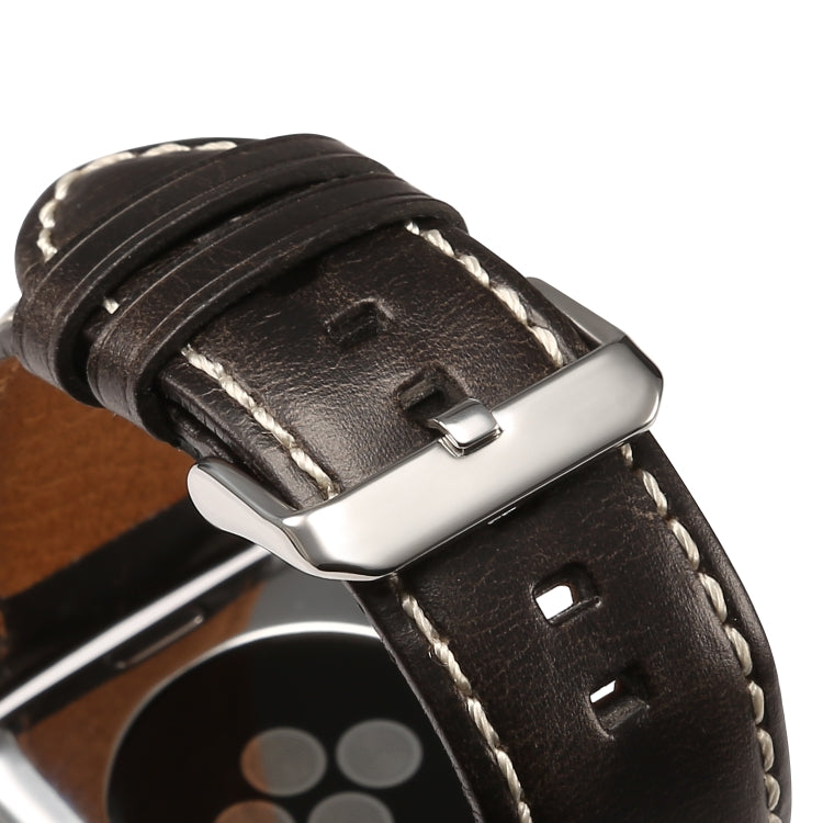 Denior Oil Wax Retro Watch Leather Watch Band for Apple Watch Series 10 42mm / 9&8&7 41mm / SE 3&SE 2&6&SE&5&4 40mm / 3&2&1 38mm