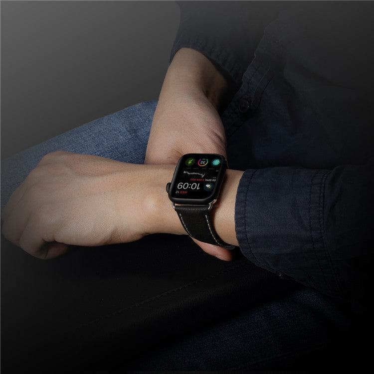 Denior Environmental Luxury Car Watch Leather Watch Band for Apple Watch Ultra 49mm&Watch Ultra 2 49mm / Series 10 46mm / 9&8&7 45mm / SE 3&SE 2&6&SE&5&4 44mm / 3&2&1 42mm