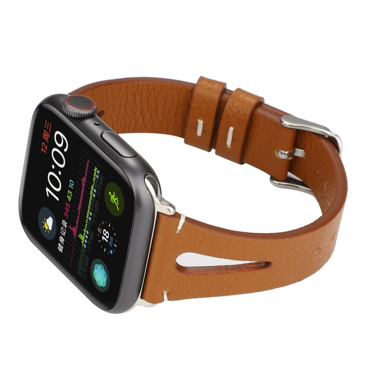 Simple V-shaped Leather Watch Band for Apple Watch Ultra 49mm&Watch Ultra 2 49mm / Series 10 46mm / 9&8&7 45mm / SE 3&SE 2&6&SE&5&4 44mm / 3&2&1 42mm